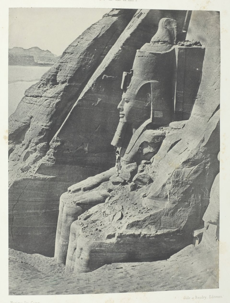 Ibsamboul, Orientalny Kolos Spéos De Phrè, Widziany z Profilu, Nubia, 184951, wydrukowany w 1852 roku. autorstwa Maxime Du Camp