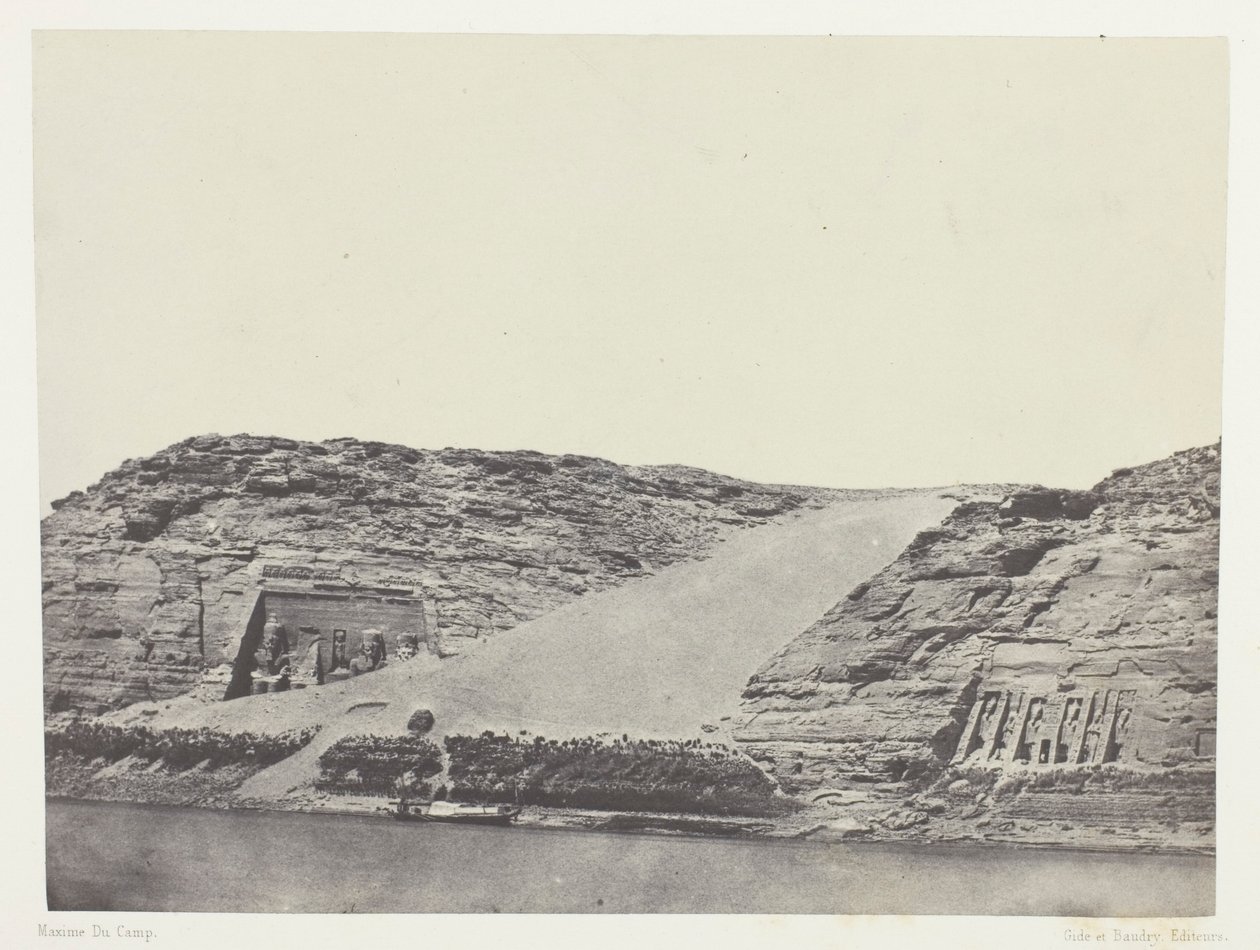 Ibsamboul, Les Deux Spéos; Nubie, płyta 101 z albumu "Egypte, Nubie, Palestine et Syrie" (1852) autorstwa Maxime Du Camp