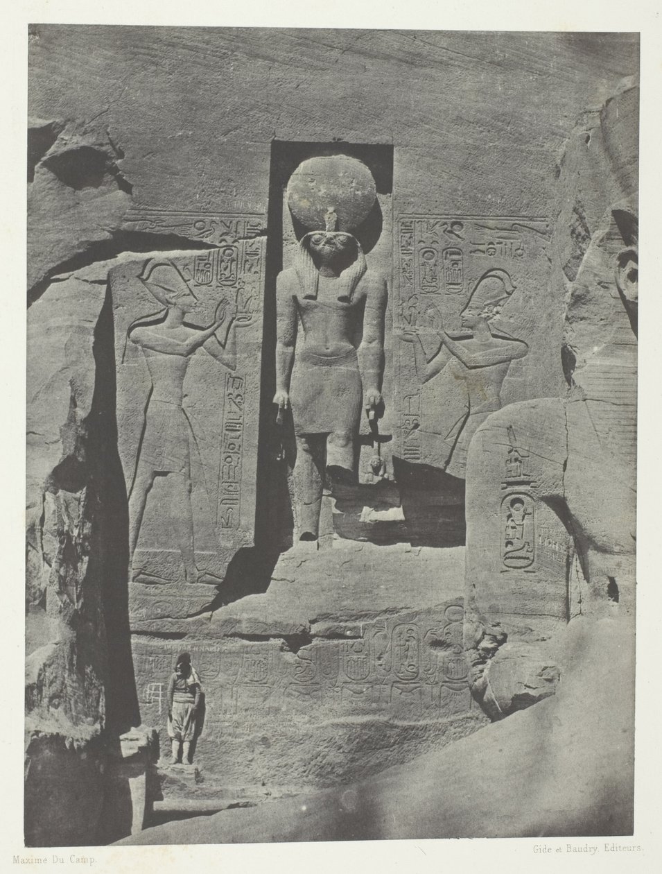 Ibsamboul, Sculptures from the Entrance to the Spéos of Phrè, Nubia, płyta 105 z albumu "Egypte, Nubie, Palestine et Syrie" (1852) autorstwa Maxime Du Camp