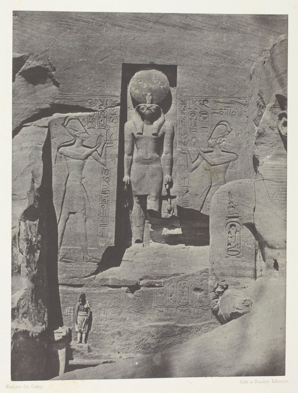 Ibsamboul, Sculptures from the Entrance to the Spéos of Phrè, Nubia, płyta 105 z albumu "Egypte, Nubie, Palestine et Syrie" (1852) autorstwa Maxime Du Camp