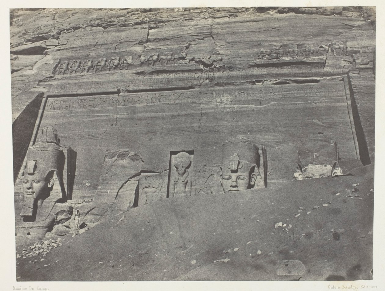 Ibsamboul, Vue Générale Du Grand Spéos De Phrè; Nubie, płyta 102 z albumu "Egypte, Nubie, Palestine et Syrie" (1852) autorstwa Maxime Du Camp