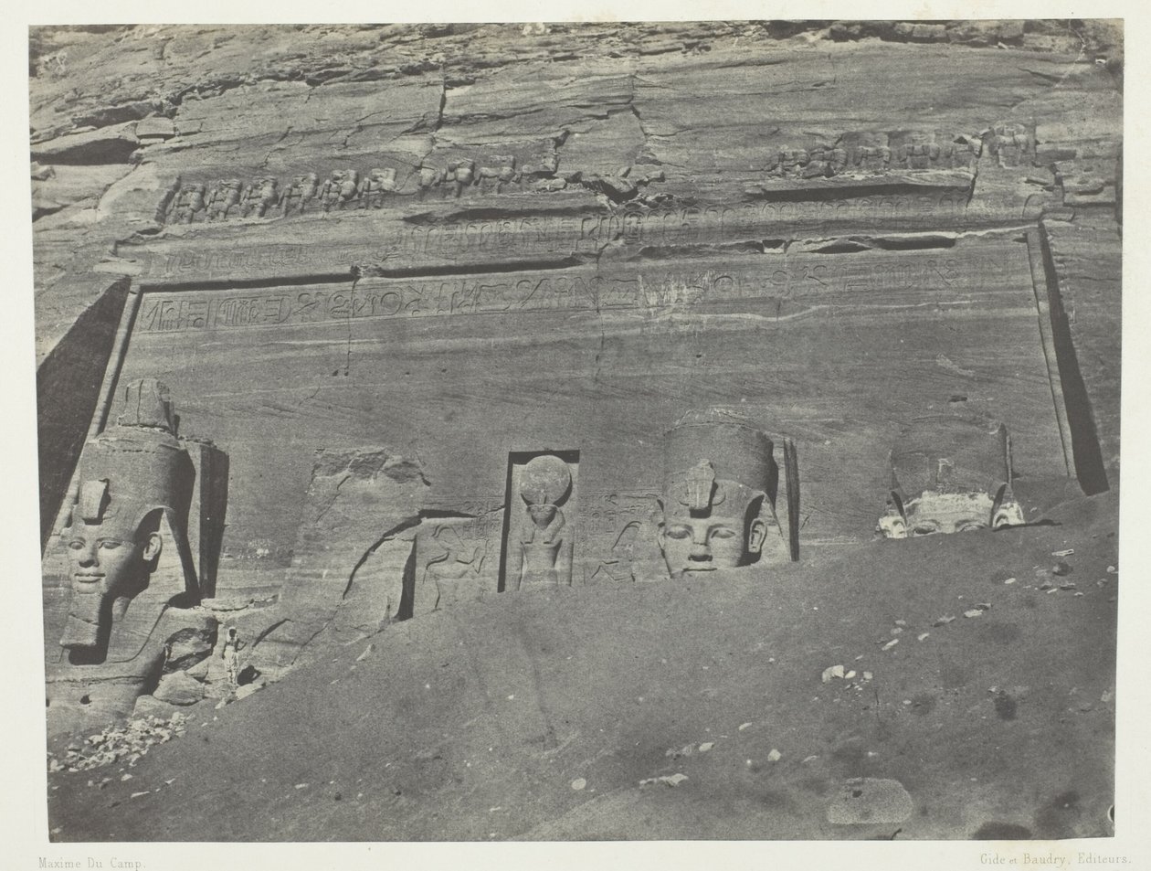 Ibsamboul, Vue Générale Du Grand Spéos De Phrè; Nubie, płyta 102 z albumu "Egypte, Nubie, Palestine et Syrie" (1852) autorstwa Maxime Du Camp