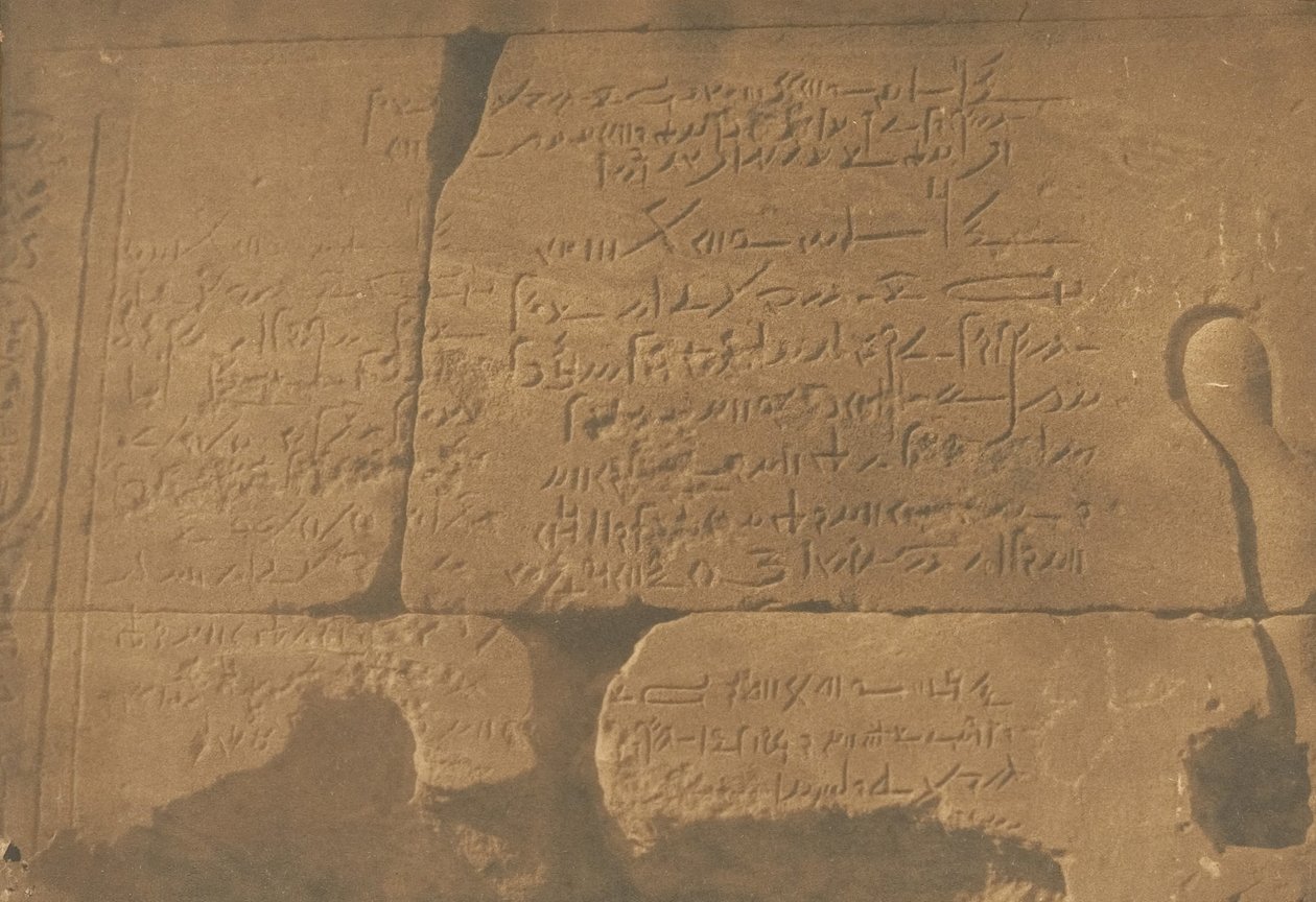 Inskrypcja demotyczna, drugi pylon świątyni Izydy, w Philae, 15 kwietnia 1850 r. autorstwa Maxime Du Camp