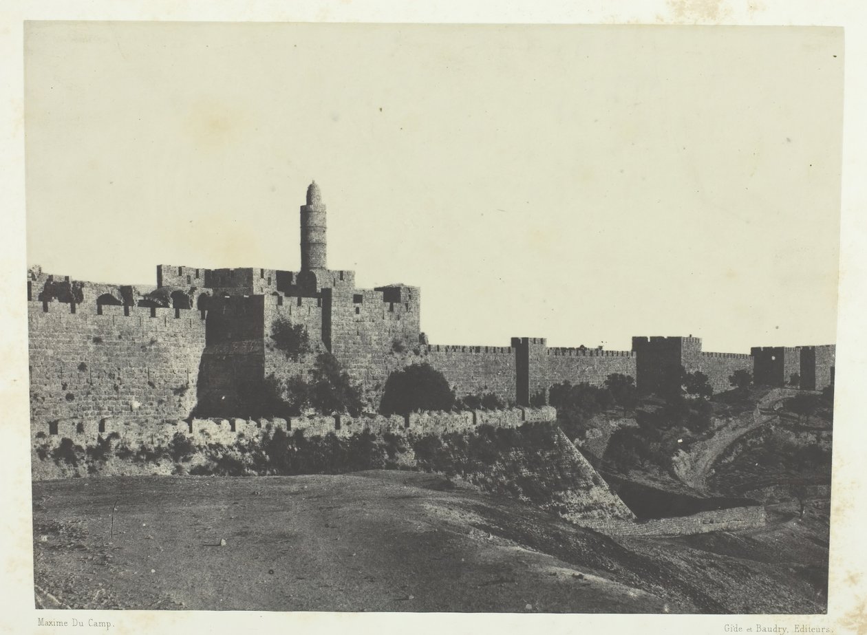 Jerozolima, Mury Zachodnie, Palestyna, 184951, druk 1852. autorstwa Maxime Du Camp