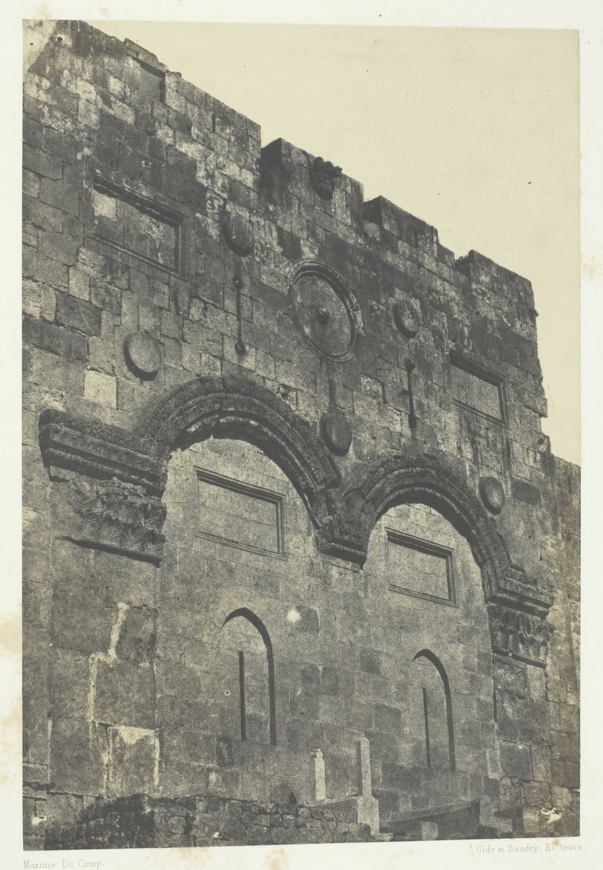Jerozolima, Złota Brama Bab-El-Daharieh, Palestyna, 184951, wydruk 1852. autorstwa Maxime Du Camp