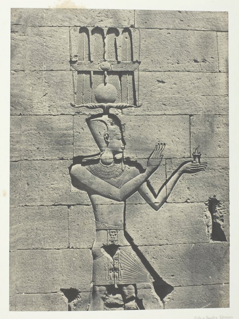 Kalabscheh, Rzeźby z tylnej fasady świątyni, Nubia, 184951, wydrukowane 1852. autorstwa Maxime Du Camp
