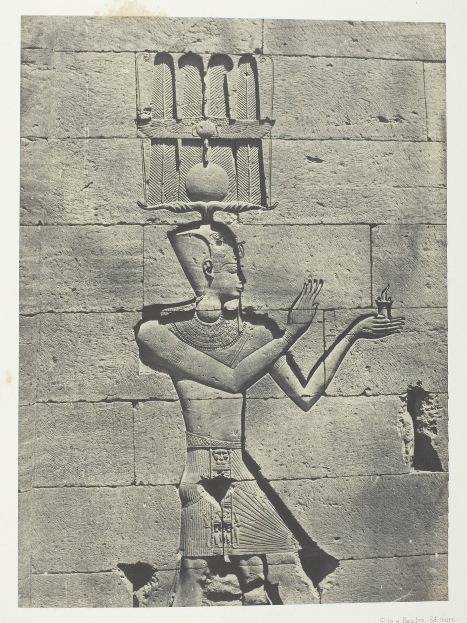 Kalabscheh, Sculptures De La Façade Postérieure Du Temple; Nubie, płyta 91 z albumu "Egypte, Nubie, Palestine et Syrie" (1852) autorstwa Maxime Du Camp