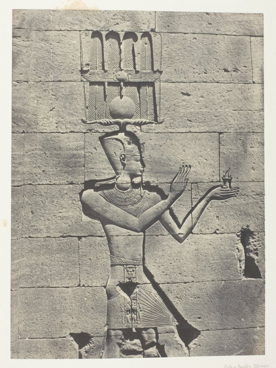 Kalabscheh, Sculptures De La Façade Postérieure Du Temple; Nubie, płyta 91 z albumu "Egypte, Nubie, Palestine et Syrie" (1852) autorstwa Maxime Du Camp