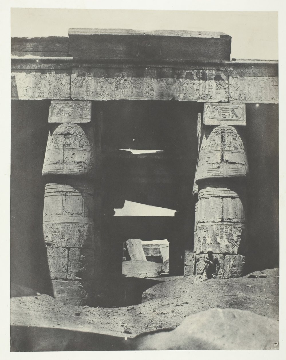 Karnak, Portyk świątyni Chons, Teby, 184951, druk 1852. autorstwa Maxime Du Camp