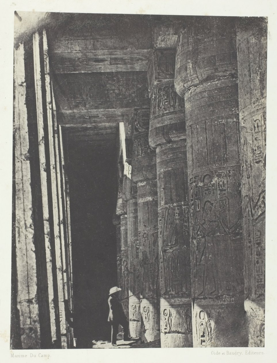 Medinet-Habou, Galeria Pałacu Ramzesa-Méiamouna, Teby, 184951, wydrukowany 1852. autorstwa Maxime Du Camp