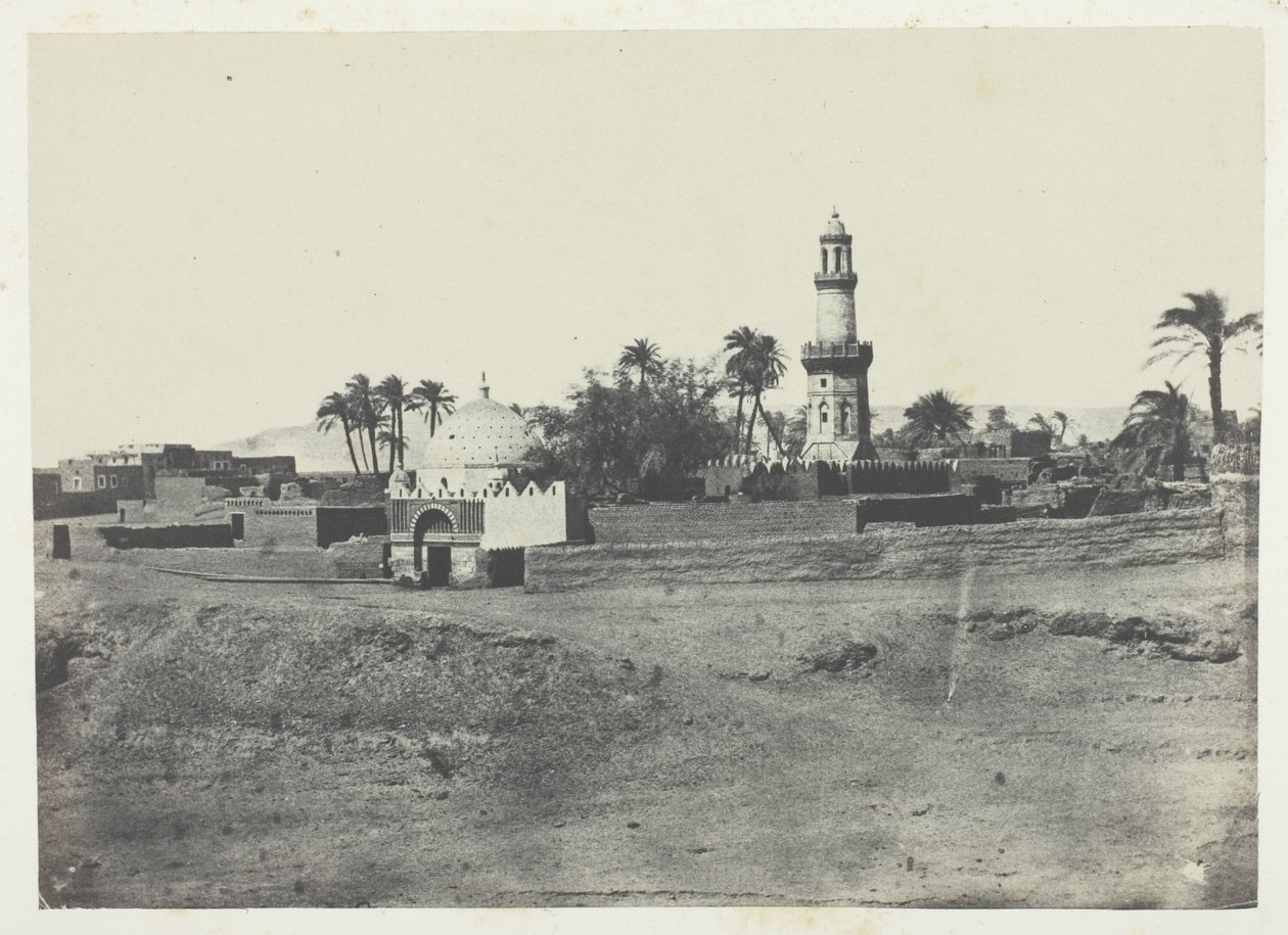 Meczet El-Arif i grobowiec Murad-Beya, Górny Egipt, płyta 13 z albumu "Egypte, Nubie, Palestine et Syrie" (1852) autorstwa Maxime Du Camp