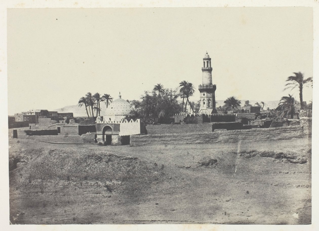 Meczet El-Arif i grobowiec Murad-Beya, Górny Egipt, płyta 13 z albumu "Egypte, Nubie, Palestine et Syrie" (1852) autorstwa Maxime Du Camp