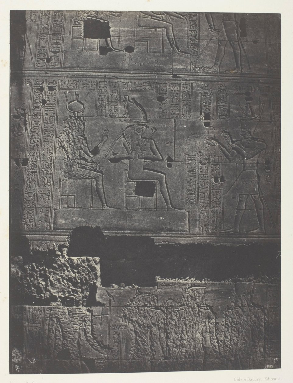 Mur Zachodni, Wielka Świątynia Izydy w Filoe; Nubia, płyta 78 z albumu "Egypte, Nubie, Palestine et Syrie" (1852) autorstwa Maxime Du Camp