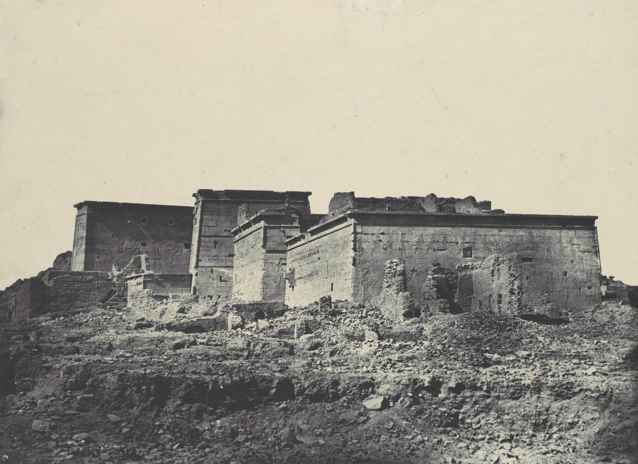 Nubii. Wielka Świątynia Izydy, Filoe. Widok ogólny od północy, 1850 r. autorstwa Maxime Du Camp