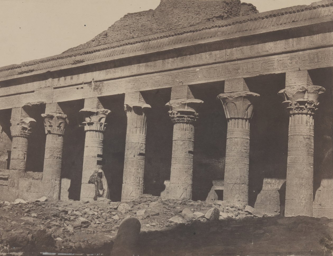 Nubie, Wielka Świątynia Izydy, Filoe, Galerie Orientale, kwiecień 1850, druk 1852. autorstwa Maxime Du Camp
