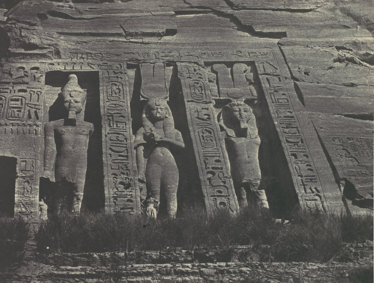 Nubii. Ibsamboul. Północna część Speos Hathor, 1850. autorstwa Maxime Du Camp