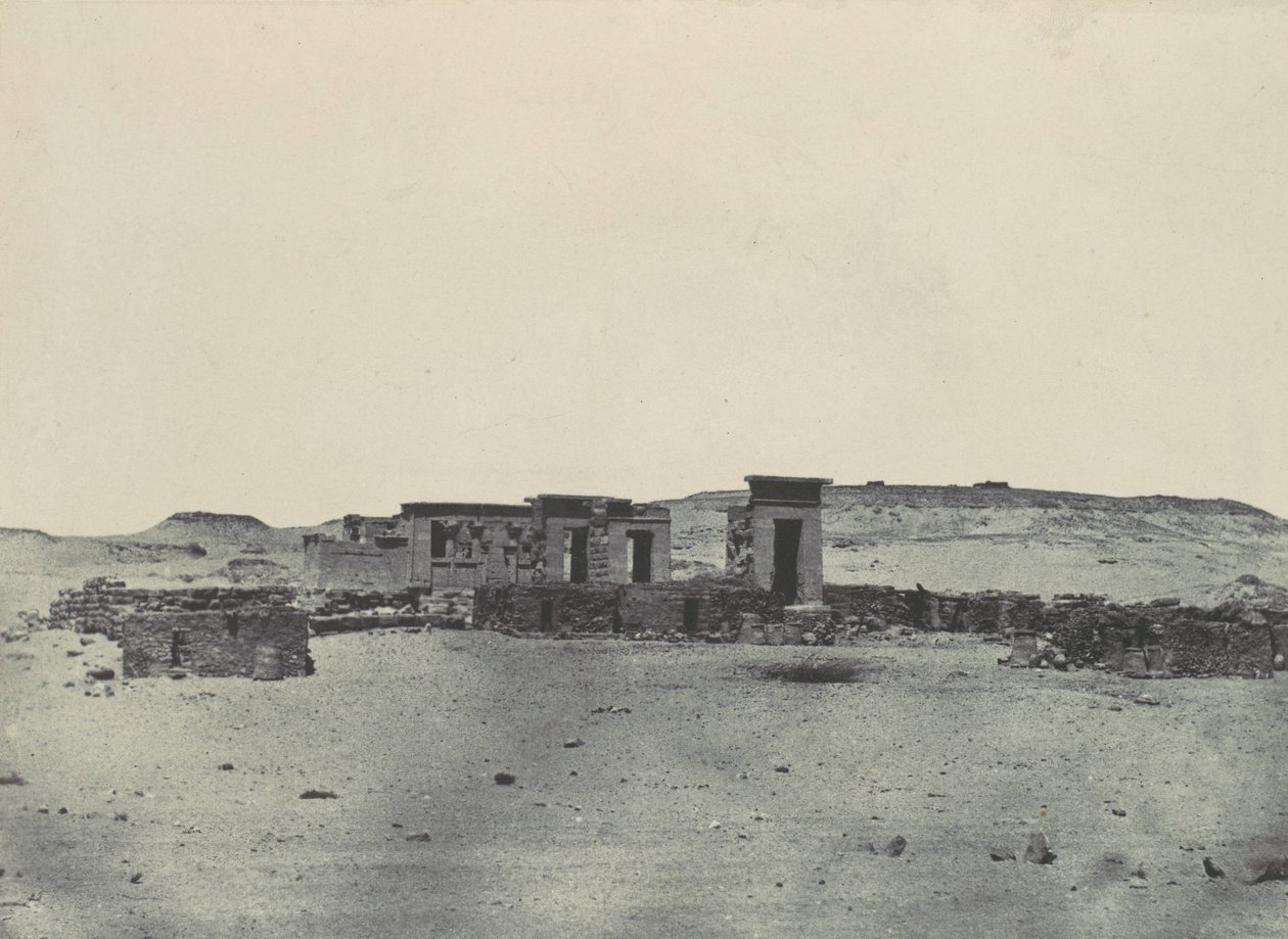 Nubii. Świątynia i wioska Debod. Parembola trasy Antoniny, 1850. autorstwa Maxime Du Camp