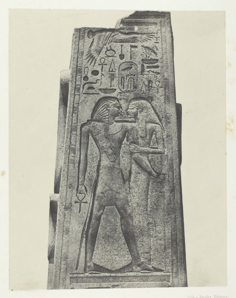 Pałac Karnak, filar przed sanktuarium granitowym, Teby, 184951, druk 1852. autorstwa Maxime Du Camp