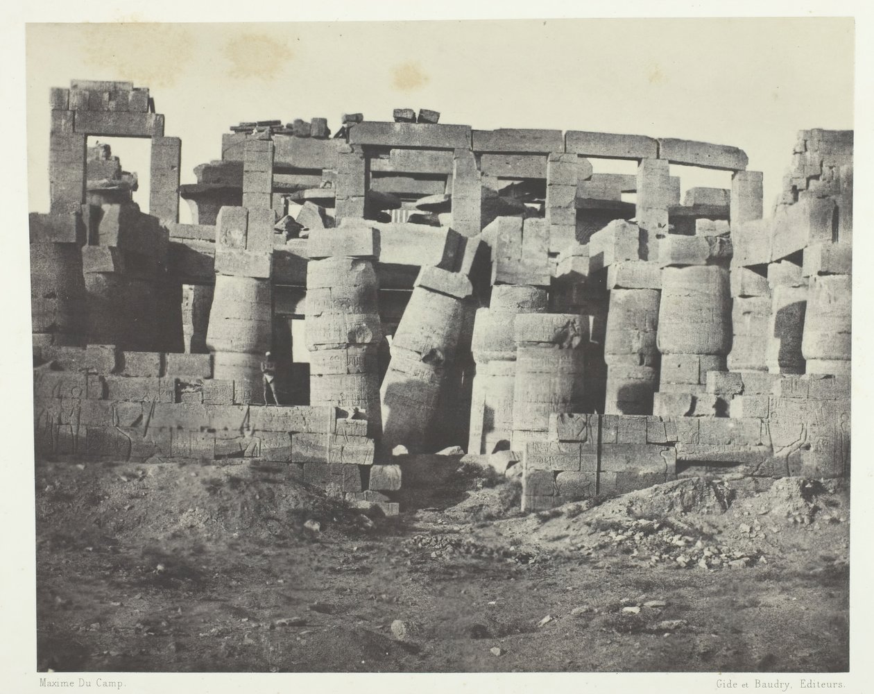 Pałac Karnak, Sala Hypostyle Zabrana na Północ, Teby, 184951, wydruk 1852. autorstwa Maxime Du Camp
