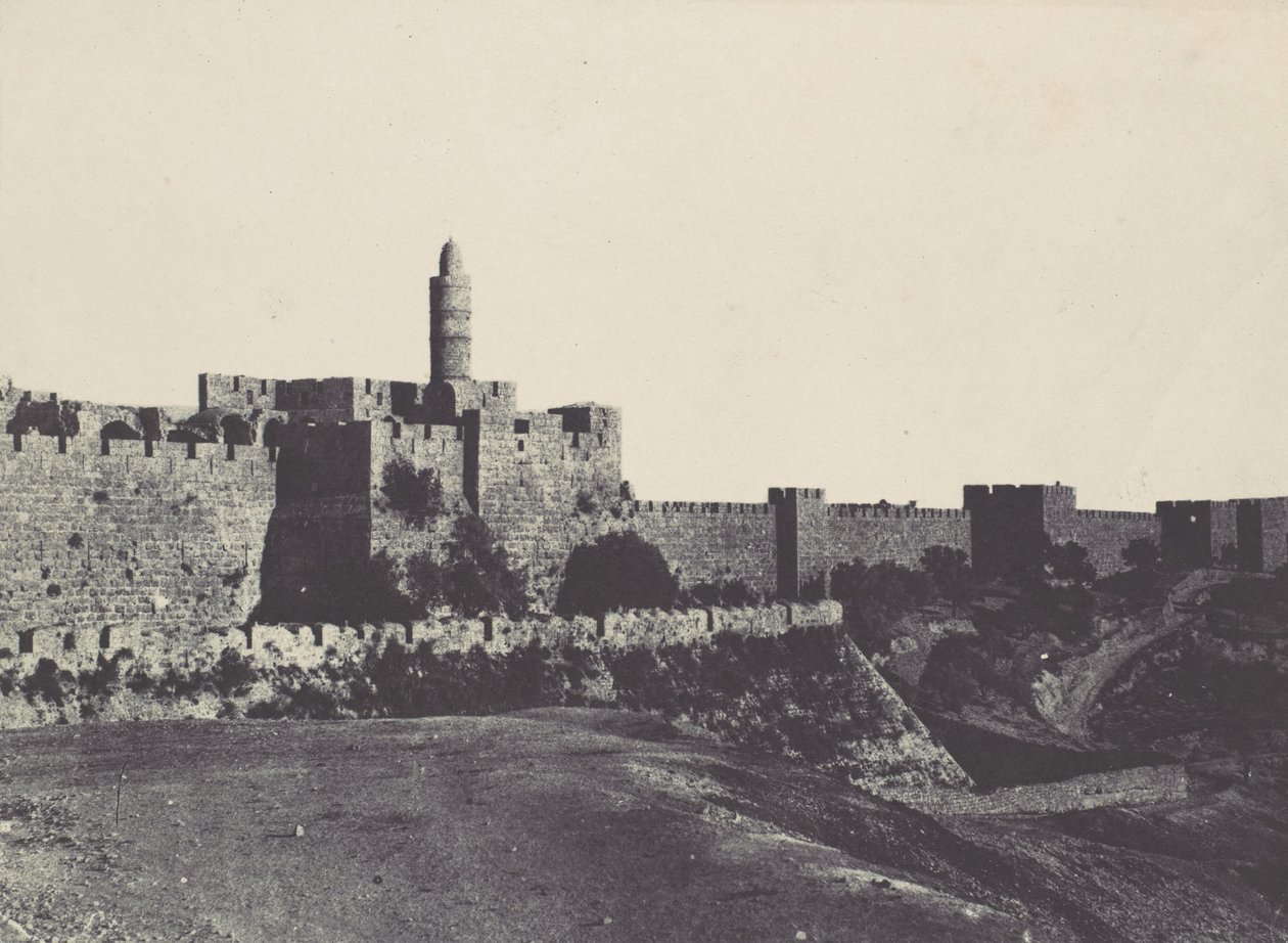 Palestyna. Jerozolima. Zachodnia część murów, 1850 r. autorstwa Maxime Du Camp