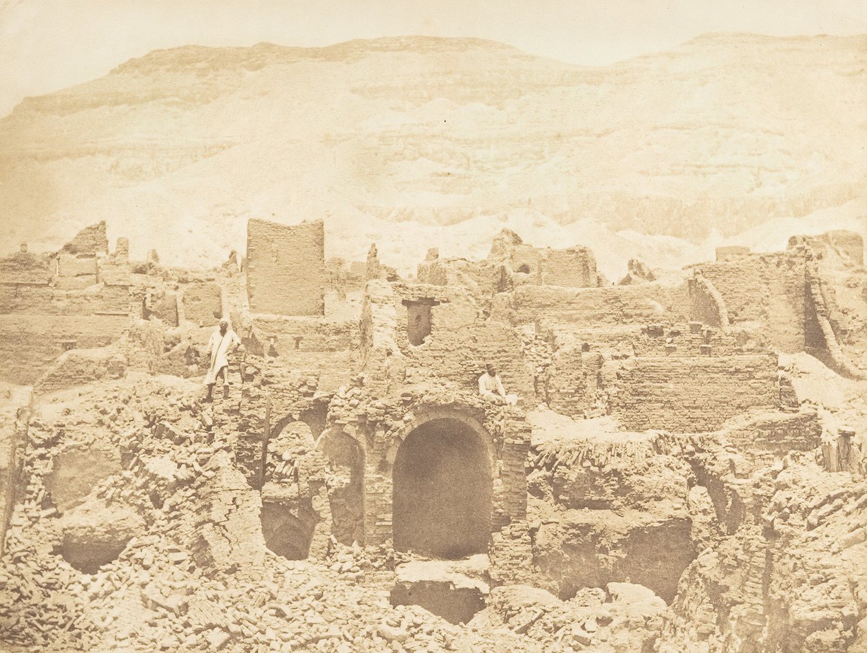 Ruiny chrześcijańskiego miasta w Medinet-Habu Teby, 1849-50. autorstwa Maxime Du Camp