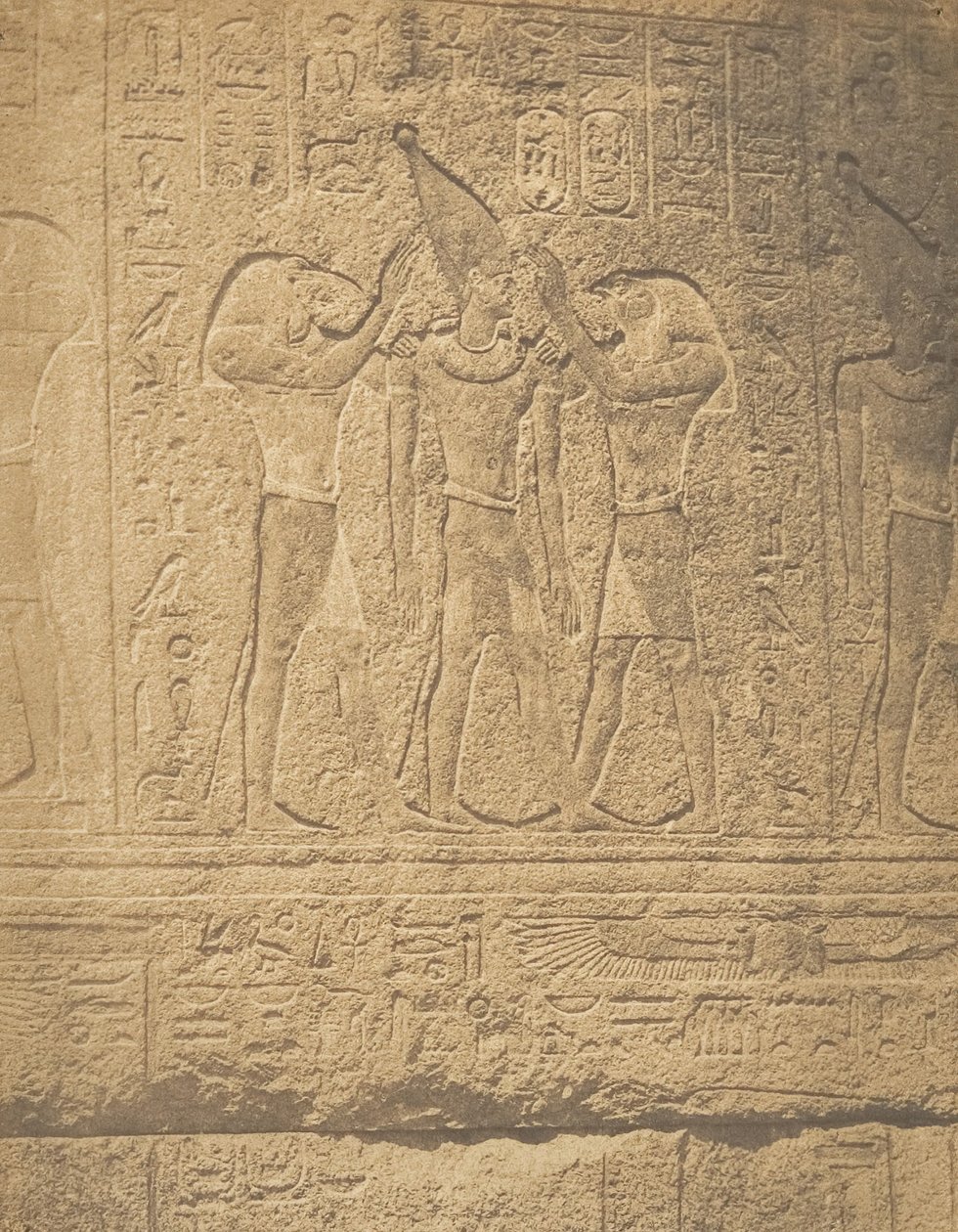 Rzeźby zewnętrzne Granitowego Sanktuarium Pałacu Karnak Sacre de Philippe-Ar..., 1849-50. autorstwa Maxime Du Camp