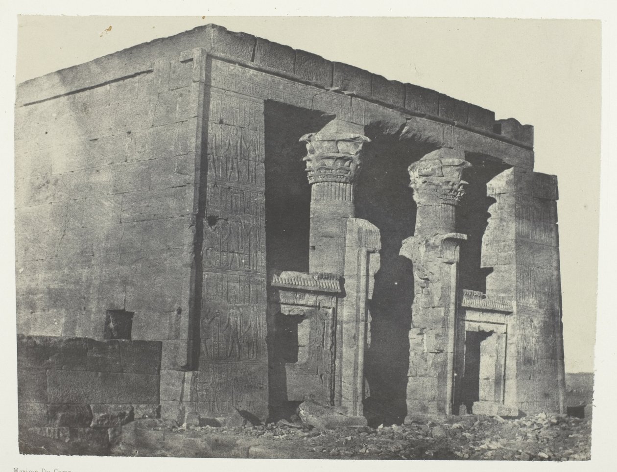 Świątynia De Dakkeh, Naos; Nubia, płyta 95 z albumu "Egypte, Nubie, Palestine et Syrie" (1852) autorstwa Maxime Du Camp
