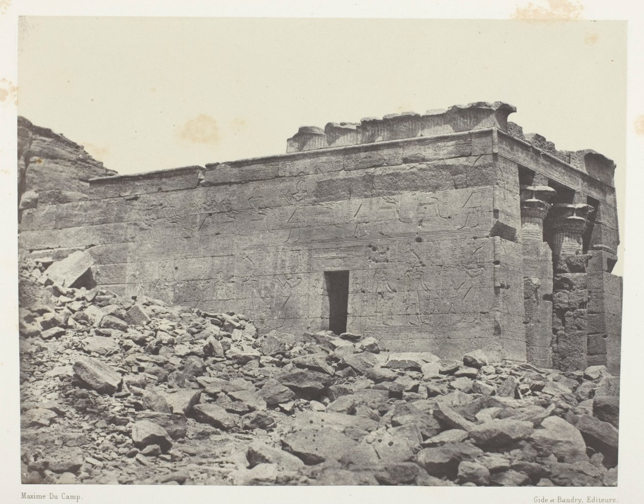 Temple De Dandour (Ancienne Tantour), Dédié à La Triade Osiris-Isis-Horus; Nubie, płyta 93 z albumu "Egypte, Nubie, Palestine et Syrie" (1852) autorstwa Maxime Du Camp