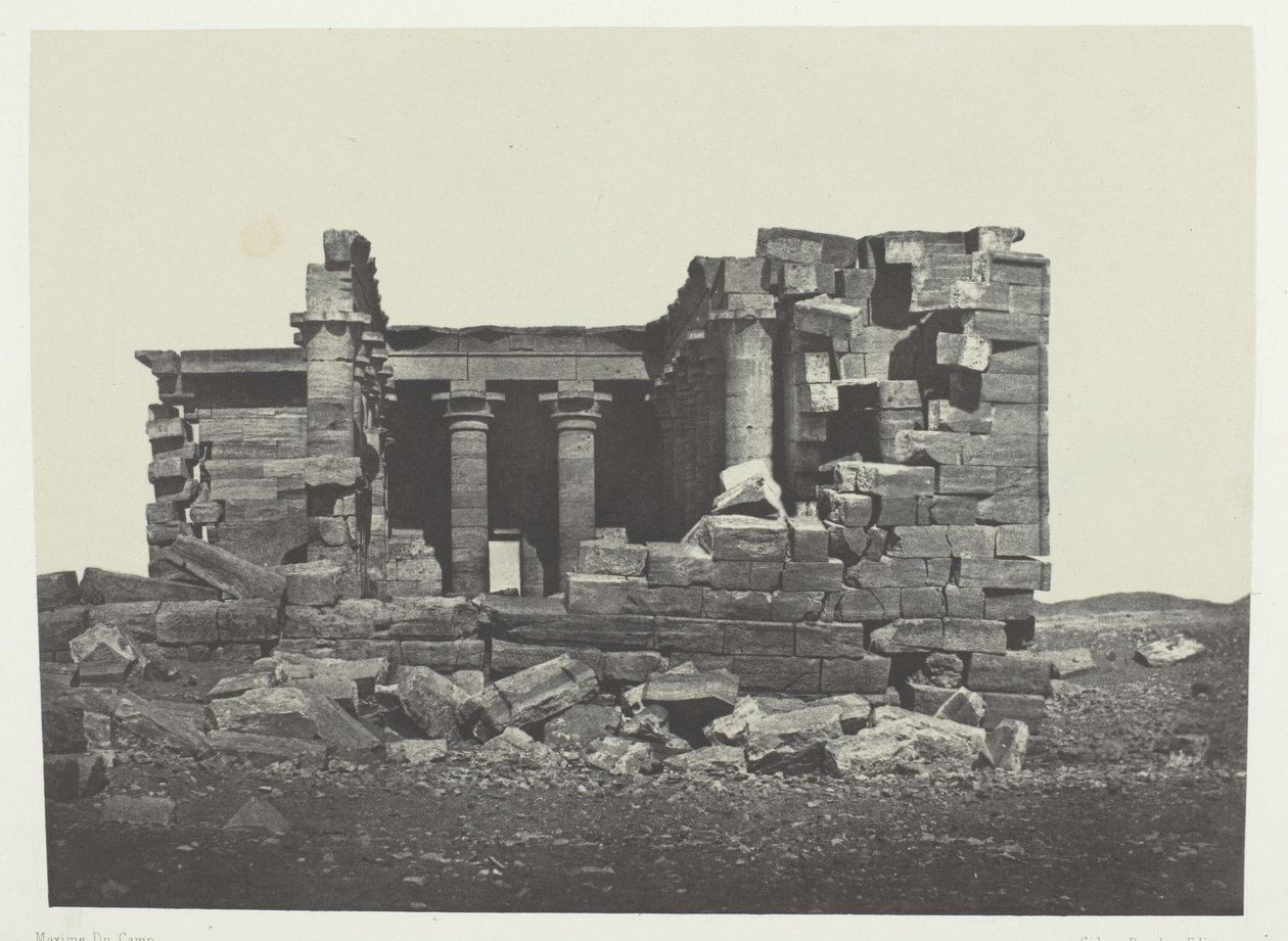 Świątynia Maharakka (Hièra Sycaminos Des Grecs); Nubia, płyta 96 z albumu "Egypte, Nubie, Palestine et Syrie" (1852) autorstwa Maxime Du Camp