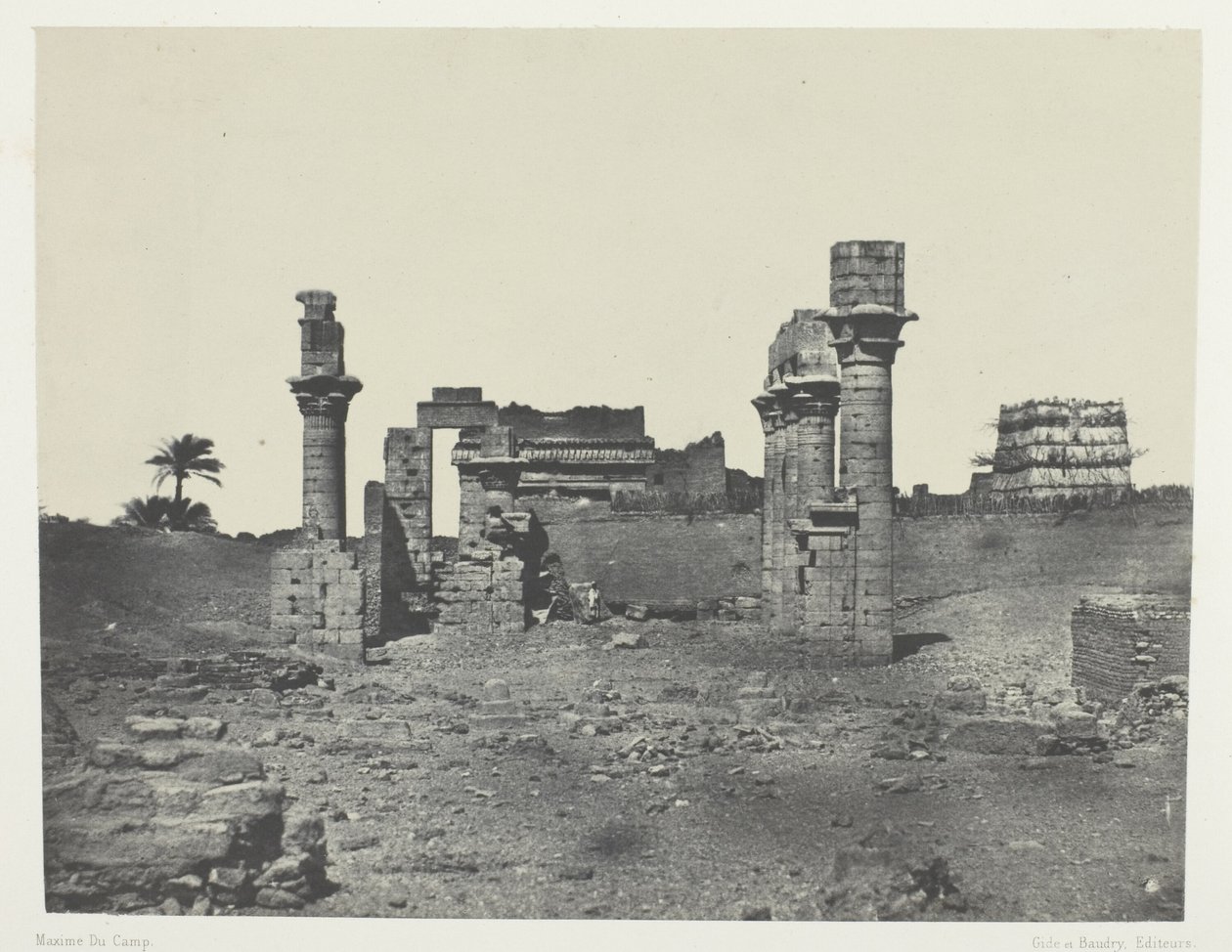 Świątynia Hermontis, Górny Egipt, płyta 63 z albumu "Egypte, Nubie, Palestine et Syrie" (1852) autorstwa Maxime Du Camp