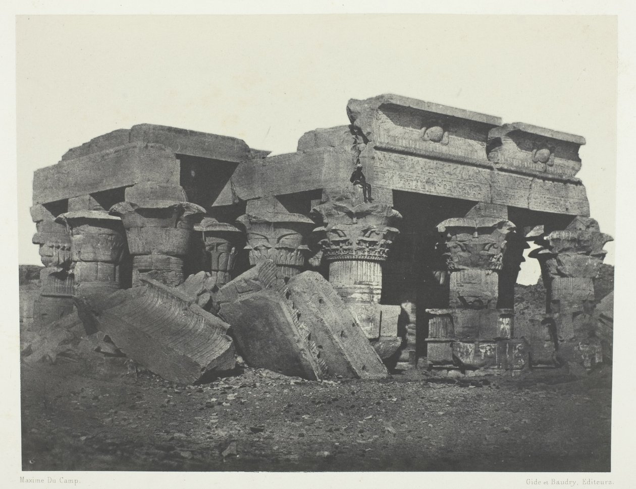 Świątynia Ombos, Górny Egipt, płyta 65 z albumu "Egypte, Nubie, Palestine et Syrie" (1852) autorstwa Maxime Du Camp