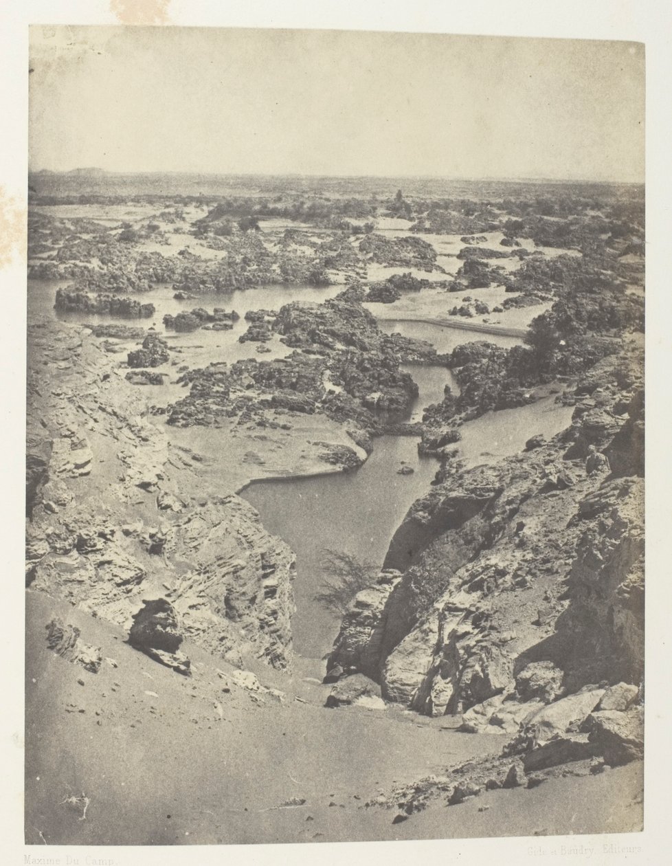 Vue Cavalière De La Seconde Cataracte; Nubie, płyta 111 z albumu "Egypte, Nubie, Palestine et Syrie" (1852) autorstwa Maxime Du Camp