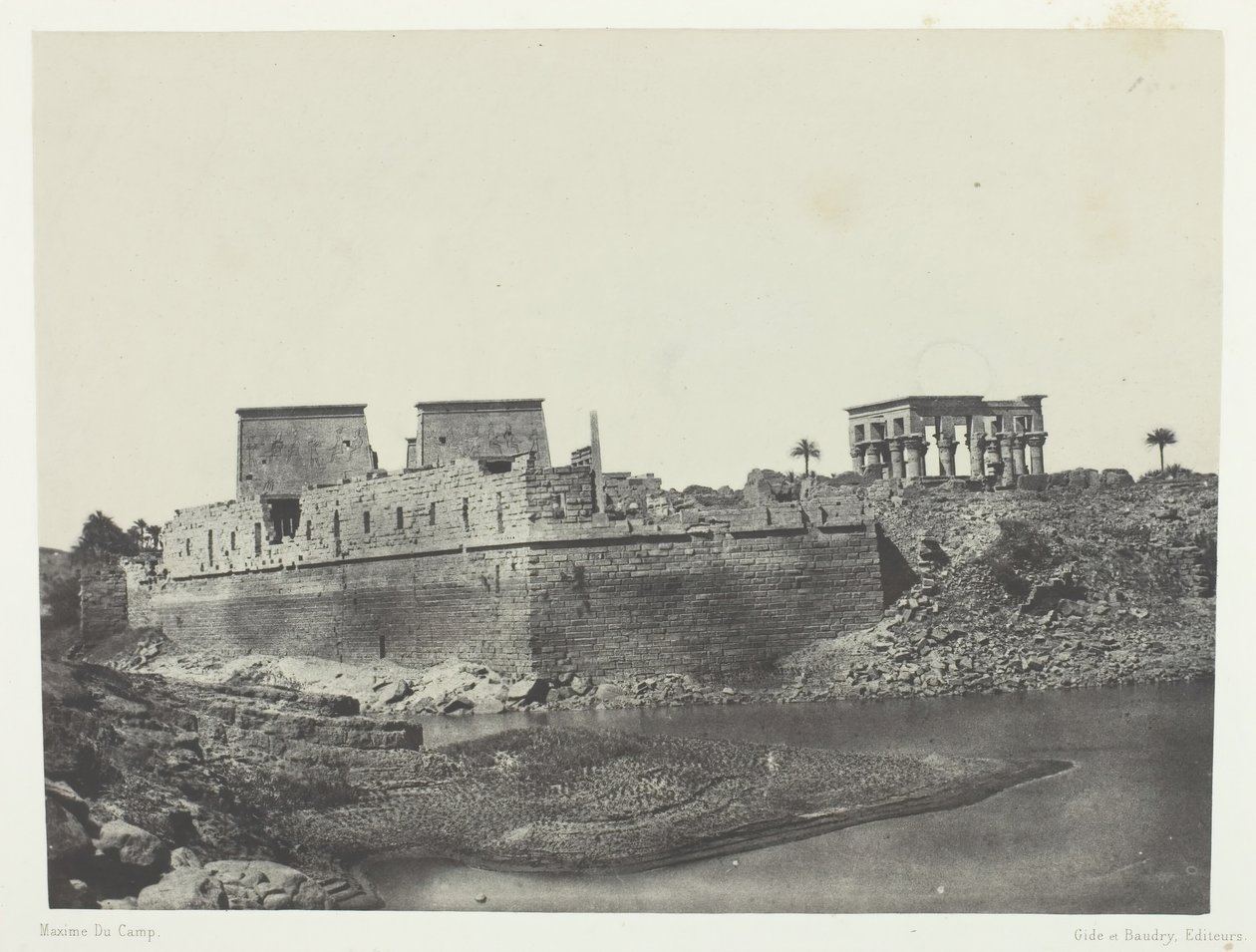 Widok z kąta południowo-zachodniego, Philoe, Nubia, 184951, druk 1852. autorstwa Maxime Du Camp