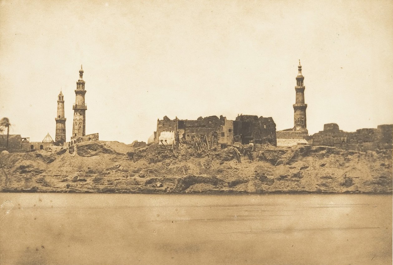 Widok Girgeh i wybrzeże usunięte - przez powódź Nilu, 1849-50. autorstwa Maxime Du Camp