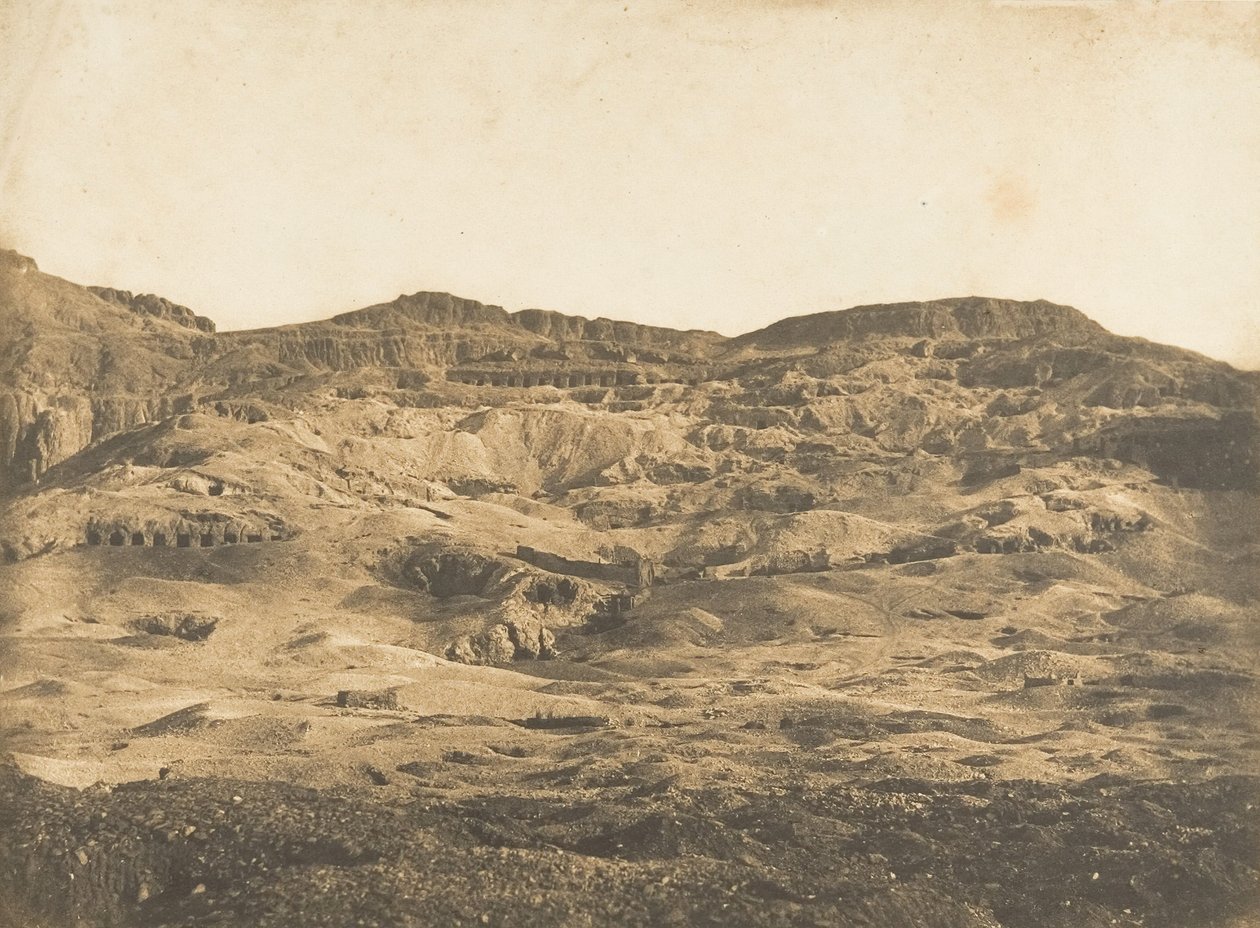 Widok ogólny nekropolii w Tebach Gourna, 1849-50. autorstwa Maxime Du Camp