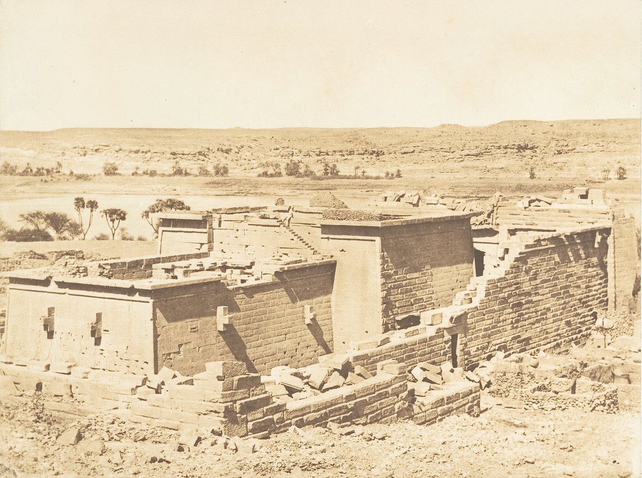 Widok ogólny świątyni Kalabcheh Talmis, zdjęty z góry, 8 kwietnia 1850 r. autorstwa Maxime Du Camp