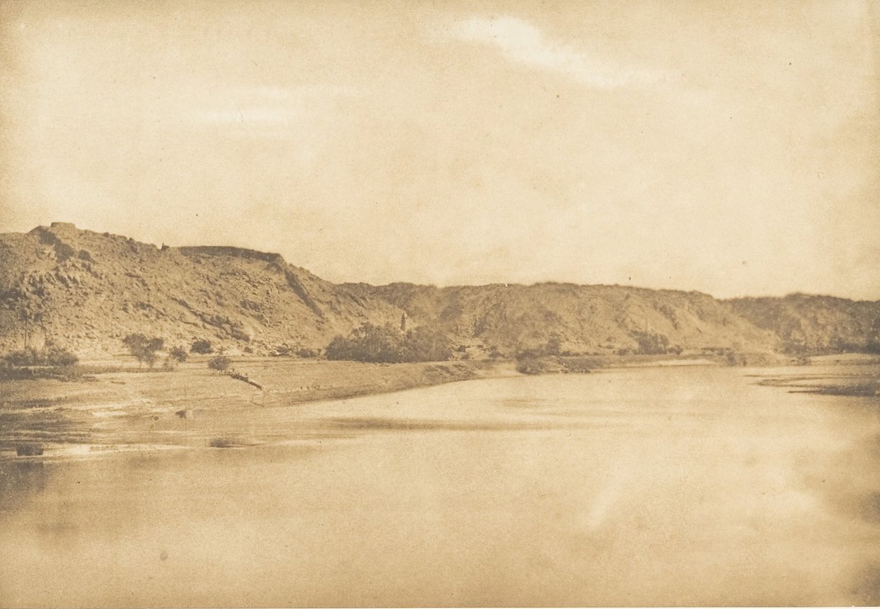 Widok na południowy wschód od Philae - Wioska El-Bâb, 1849-50. autorstwa Maxime Du Camp