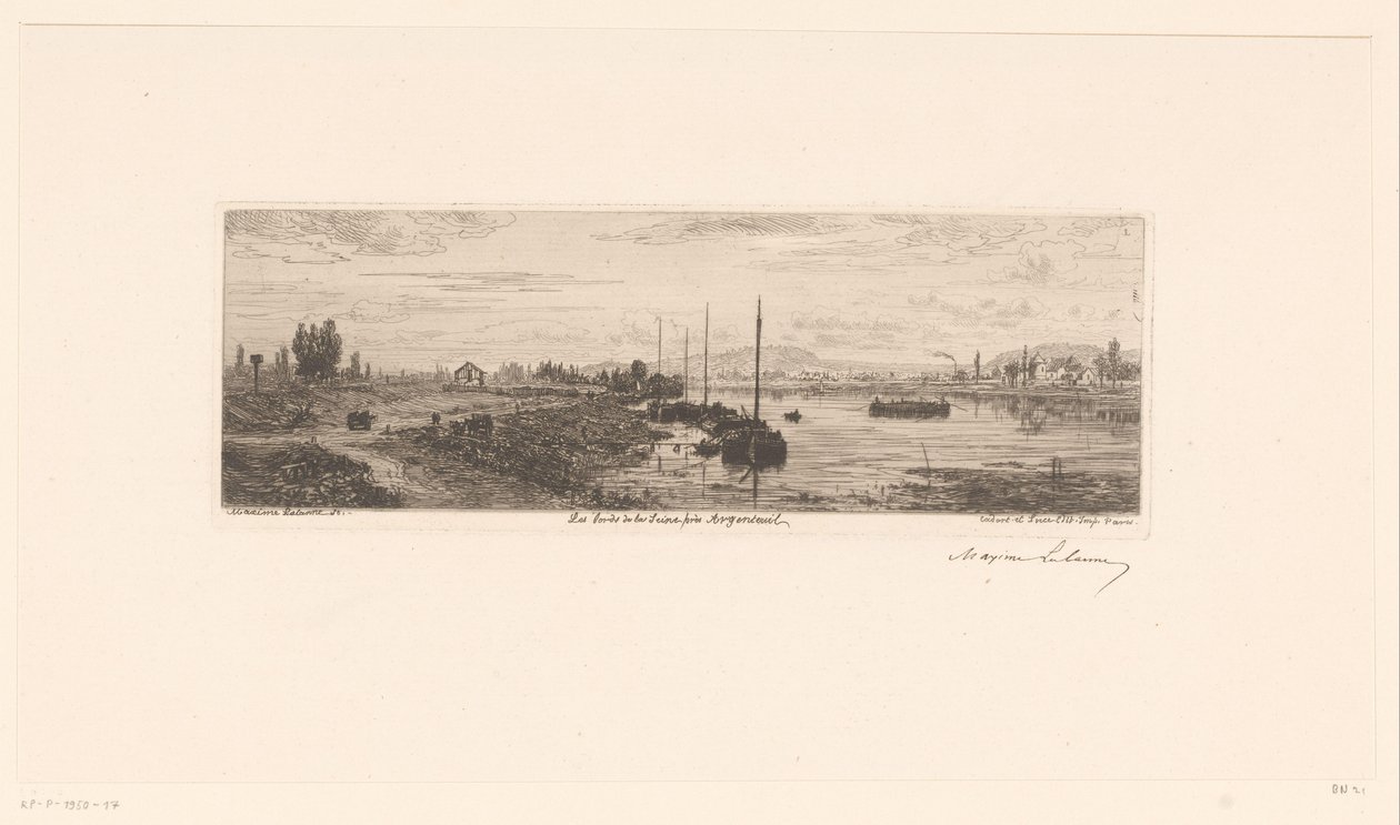 Widok na Sekwanę w pobliżu Argenteuil Les bords de la Seine près Argenteuil (tytuł przedmiotu) autorstwa Maxime François Antoine Lalanne (signed by artist)