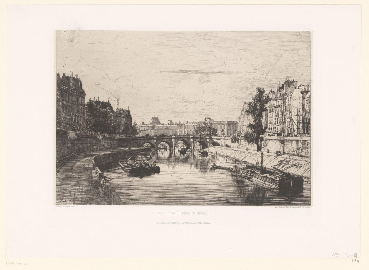 Widok na Pont Saint-Michel w Paryżu Vue award du pont St. Michel (tytuł na obiekcie) autorstwa Maxime François Antoine Lalanne