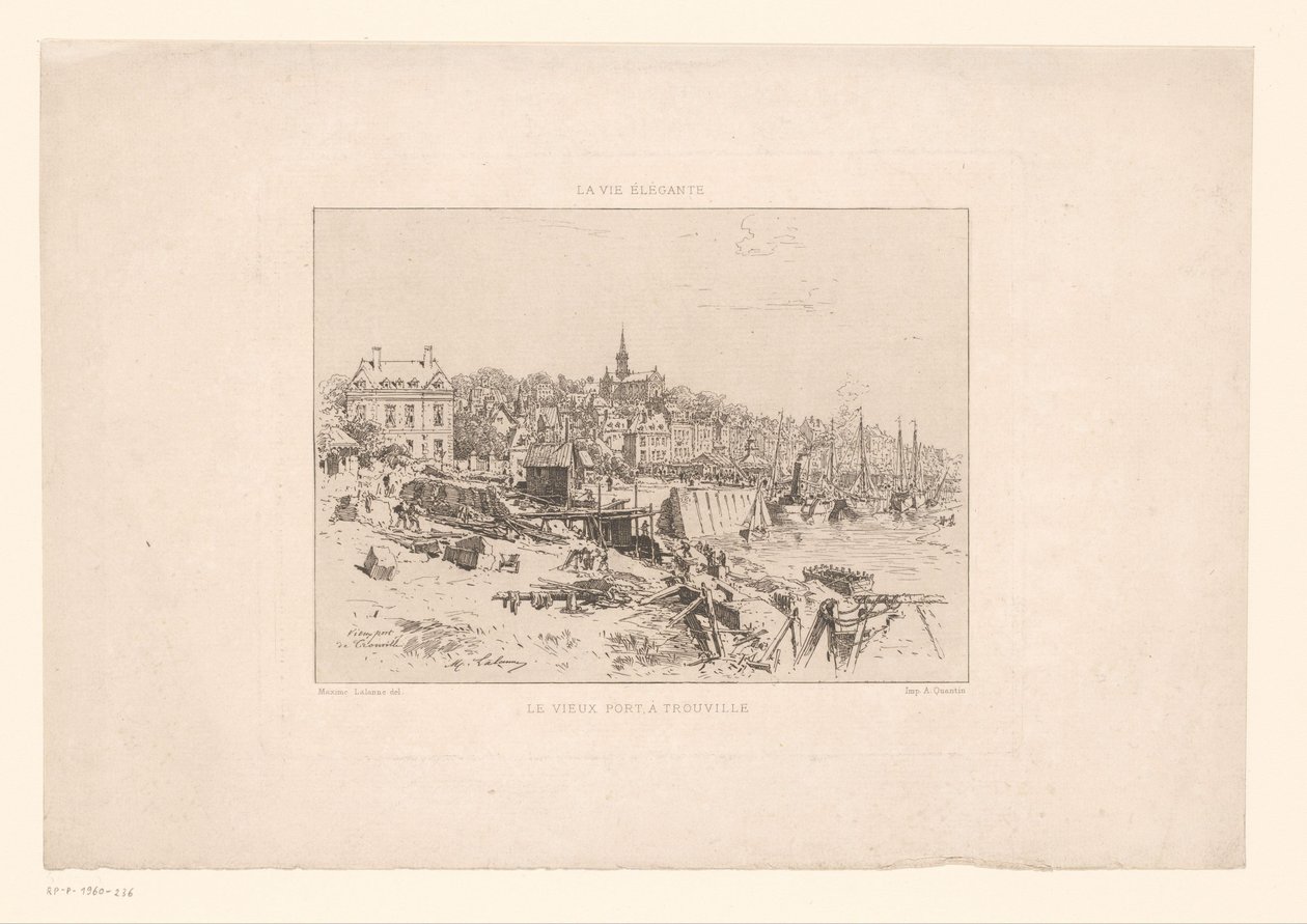 Gezicht op de haven van Trouville Stary port w Trouville (tytuł na obiekcie) Eleganckie życie (tytuł serii na obiekcie) autorstwa Maxime François Antoine Lalanne
