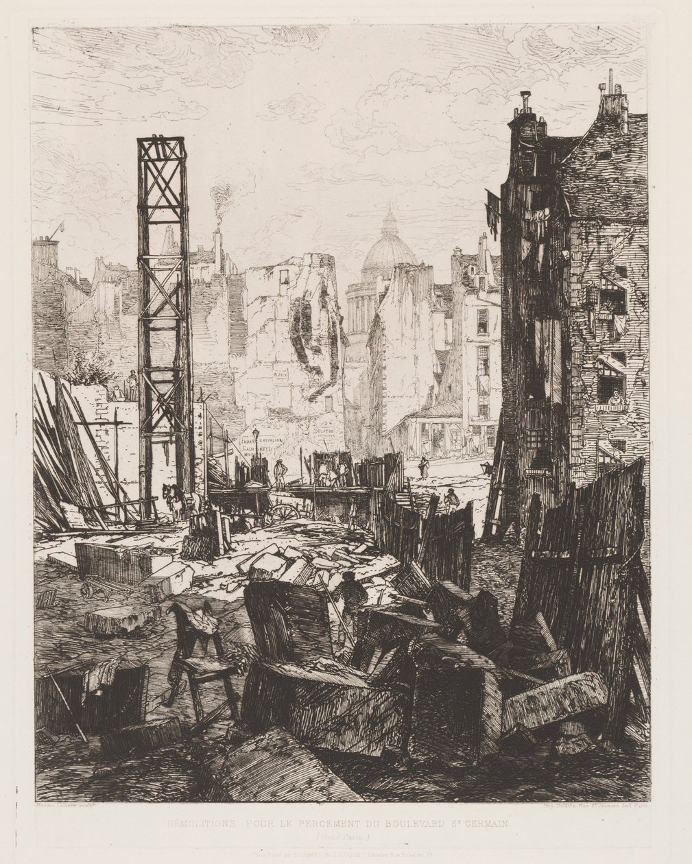 Rozbiórka w celu otwarcia Boulevard St. Germain, 1862. autorstwa Maxime Lalanne