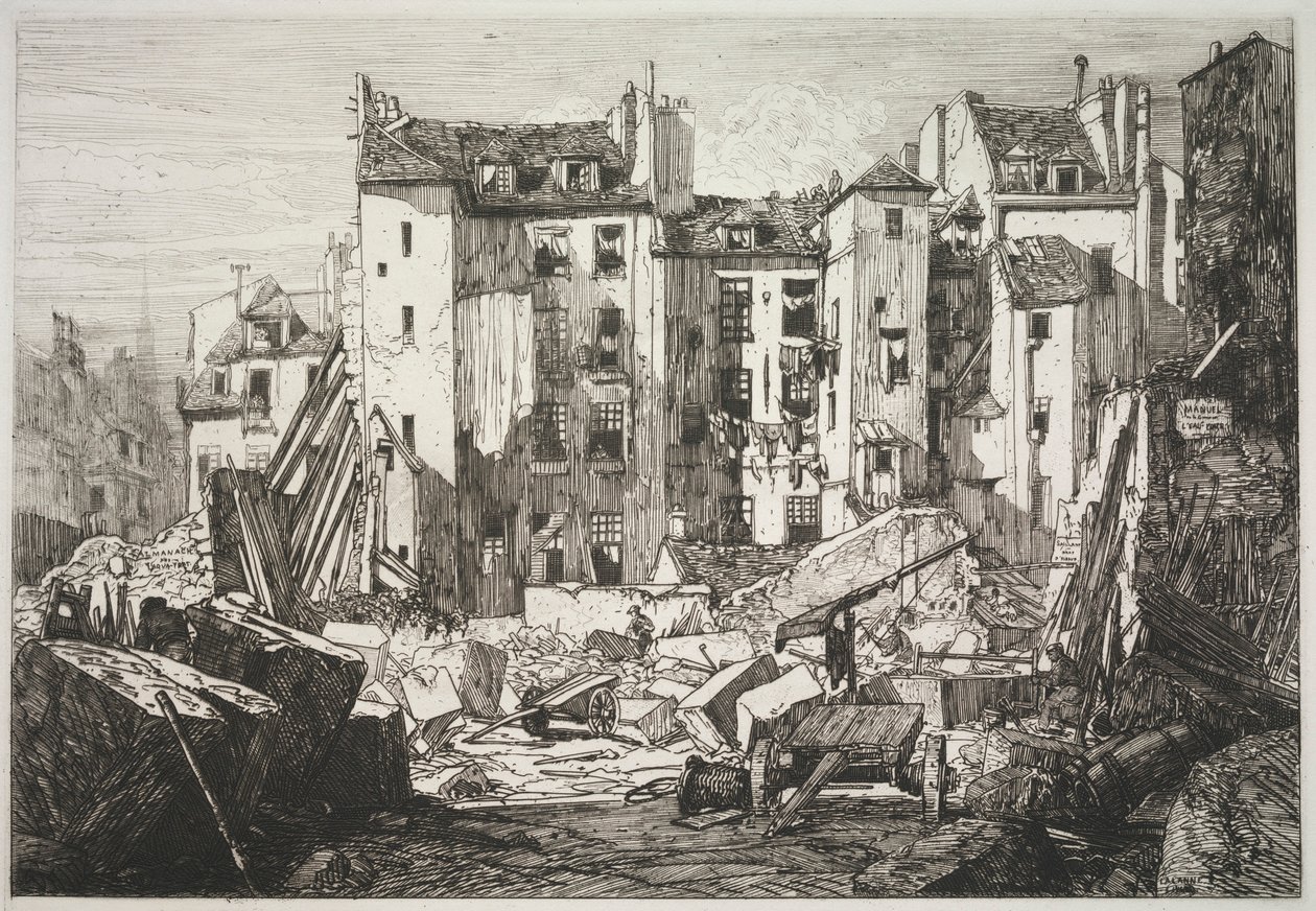 Rozbiórka w celu otwarcia Rue des Écoles, 1862. autorstwa Maxime Lalanne