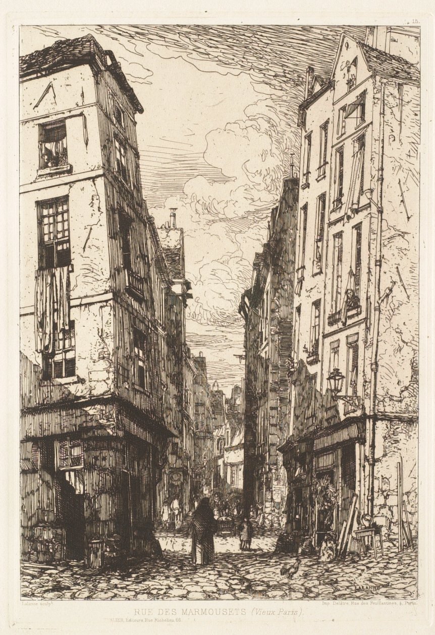 Rue des Marmousets, stary Paryż autorstwa Maxime Lalanne