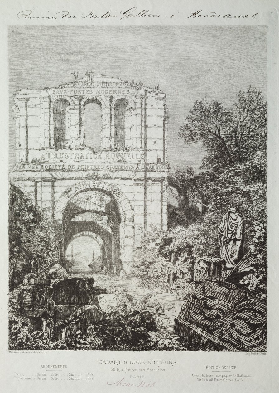 Ruiny Pałacu Gallien w Bordeaux, 1866-1868. autorstwa Maxime Lalanne