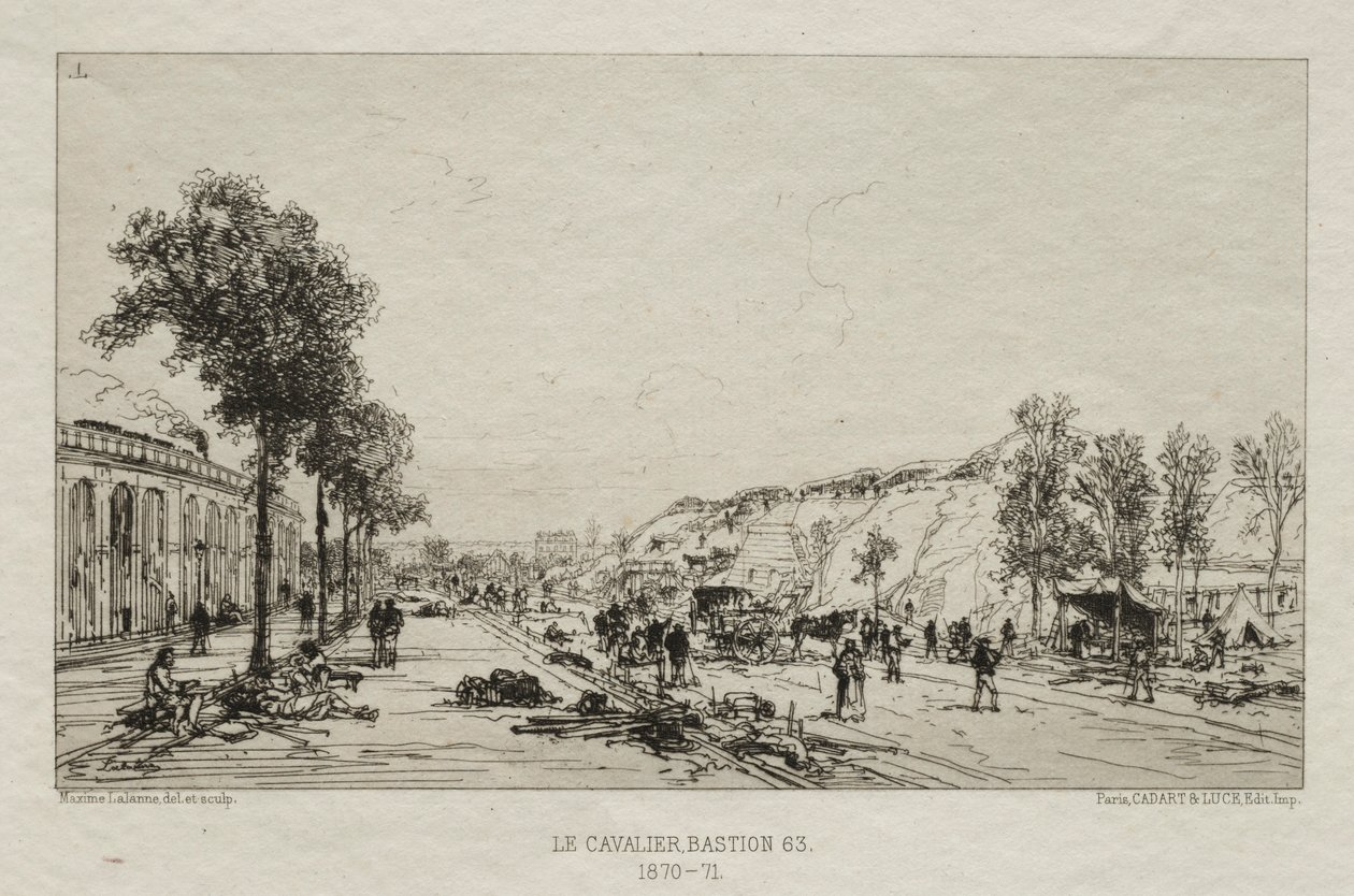 Souvenirs artistiques du Siege de Paris: Le Cavalie Bastion 63, 1870-71. autorstwa Maxime Lalanne