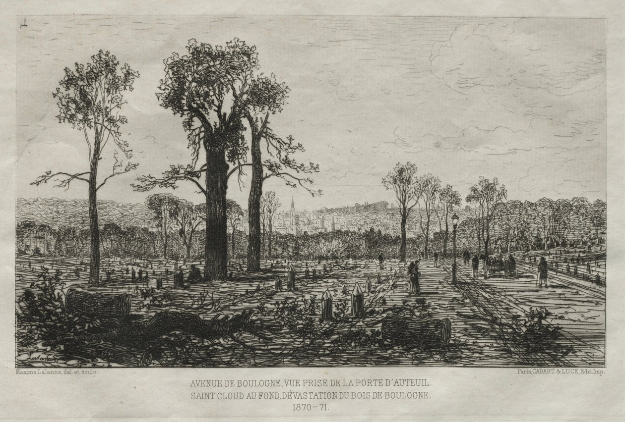 Artystyczne wspomnienia oblężenia Paryża: Avenue de Boulogne, Widok z Porte d