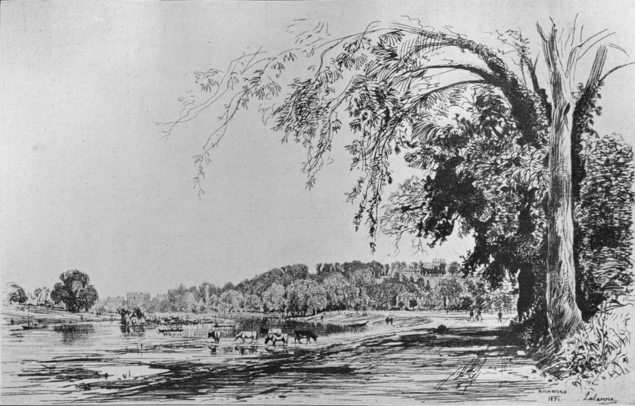 Widok Richmond od Tamizy, 1871 autorstwa Maxime Lalanne