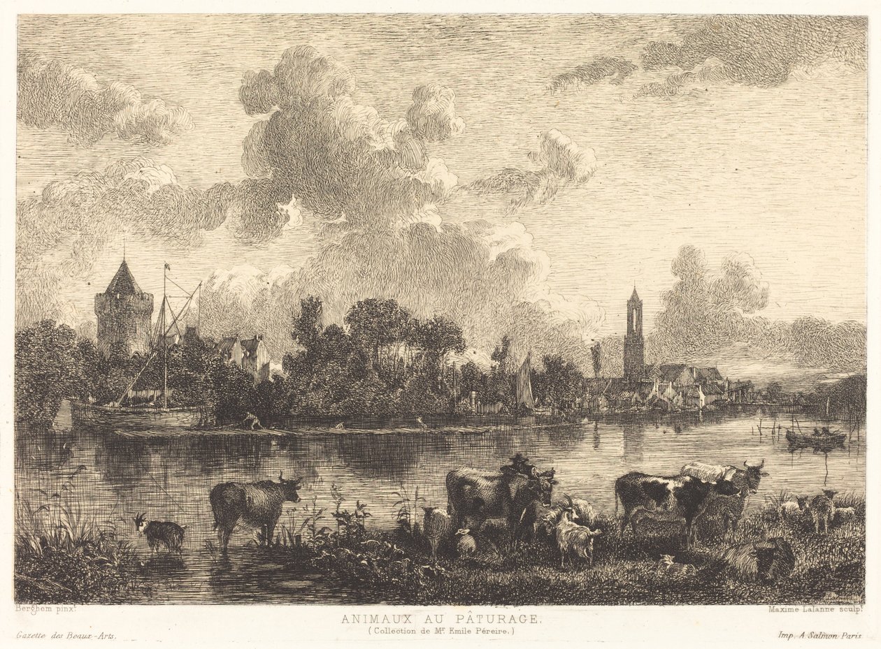 Zwierzęta na pastwisku autorstwa Maxime Lalanne after Nicolaes Pietersz Berchem