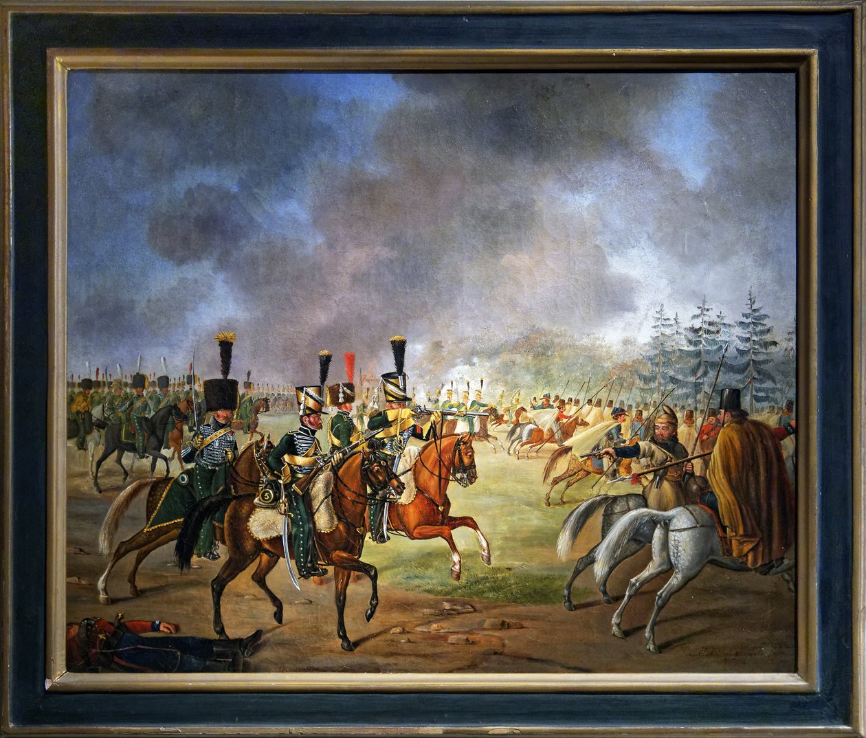 Walka 5. pułku myśliwych na koniu (olej na płótnie) autorstwa Maximilian Joseph de Schauenburg