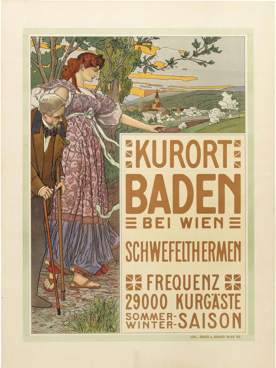 Uzdrowisko Baden koło Wiednia, ok. 1900 r. 1910. autorstwa Maximilian Liebenwein